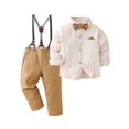 thumbnail image 5 of CARETOO Toddler Boy Suit Clothes Set Baby Boy Formal Wear Shirt Bowtie Suspender Pants Wedding 1-5T 3pcs Church Baptism Outfit, 5 of 14