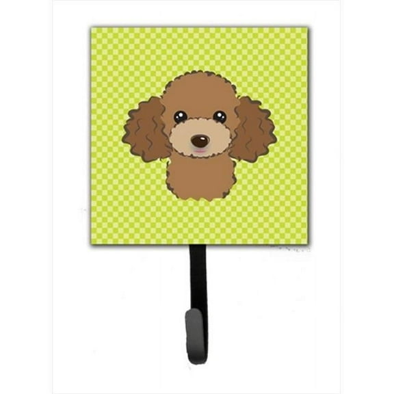 Carolines Treasures Checkerboard Lime Green Chocolate Brown Poodle Leash or Key Holder 7Hx4.25W multicolor