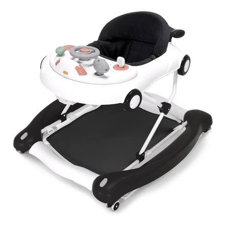 5-in-1 Baby Walker, Foldable Toddler Activity Center with Adjustable Height，Push Walker for Girls Boys(Black)