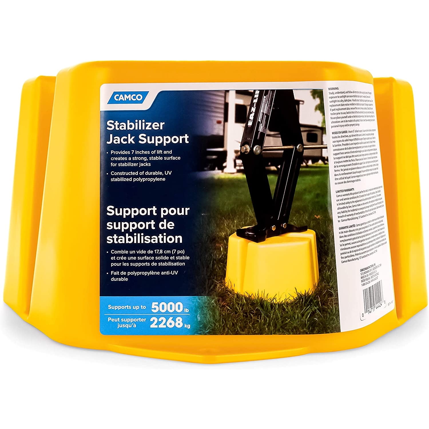 (2 pack) Camco Stabilizer Jack Support - 7-inches of Lift - Yellow, UV-Stabilized Polypropylene (44424)