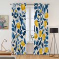 thumbnail image 2 of Lemon Kitchen Curtains 84 Inch Length, Watercolor Yellow Blue Fruit Branch Flower Grommet Top Bedroom Living Room Curtains, Light Filtering Cafe Curtain Drapes 2 Panels Set 84''x84'', 2 of 9