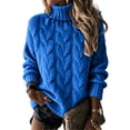 thumbnail image 2 of Fall Sweaters for Women Turtleneck Cable Knit Pullover Tops Fall Winter Soft Cozy High Neck Chunky Cable Knit Jumpers Long Sleeve Clothes, 2 of 4