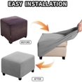 thumbnail image 4 of Ottoman Cover Slipcovers Square Fit Length 13"-44" Footrest, Stool Covers, Ottoman Protector Cover, Footstool Covers with Stretch Thick Checked with Elastic Bottom, Removable Washable(Dove,M(46-56cm)), 4 of 7