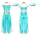 thumbnail image 7 of iiniim Girls Princess Jumpsuit With Choker And Headwear Set Sparkly Party Formal Dance Outfit Light Blue 6, 7 of 7