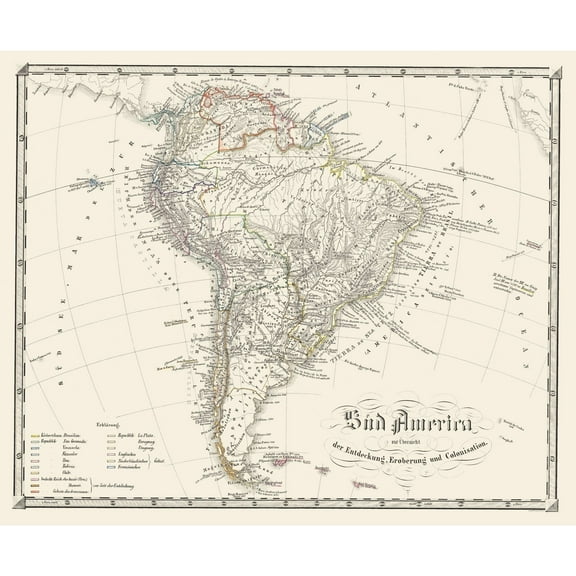 Historic Map - South America - Spruner 1855 - 27.89 x 23 - Vintage Wall Art