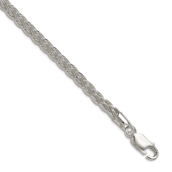 925 Sterling Silver 3.5mm Sparkle-Cut Square Spiga Chain Necklace 30 Inch Chain Necklace for Women and Men