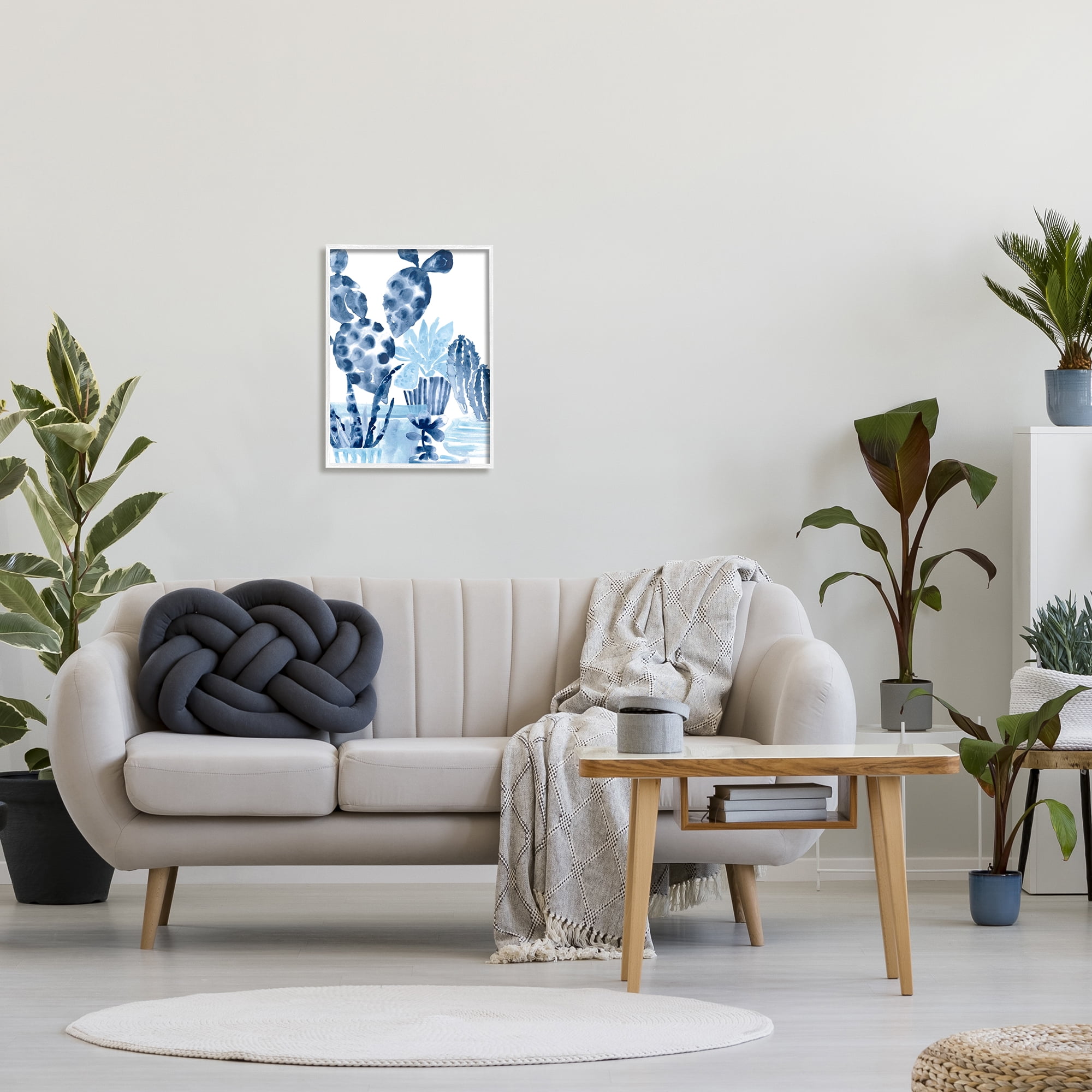 Stupell Industries Bold Blue Planted Cacti Indoor Plant Watercolor Painting, 16 x 20, Design by June Erica Vess