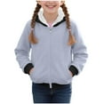 thumbnail image 2 of Trikvn Girls Fleece Lined Zip Up Hoodie Winter Warm Heavyweight Sweatshirt Colorblock Hooded Jacket Outerwear with Pockets for Kids Tween Fall Cold Weather, 2 of 8