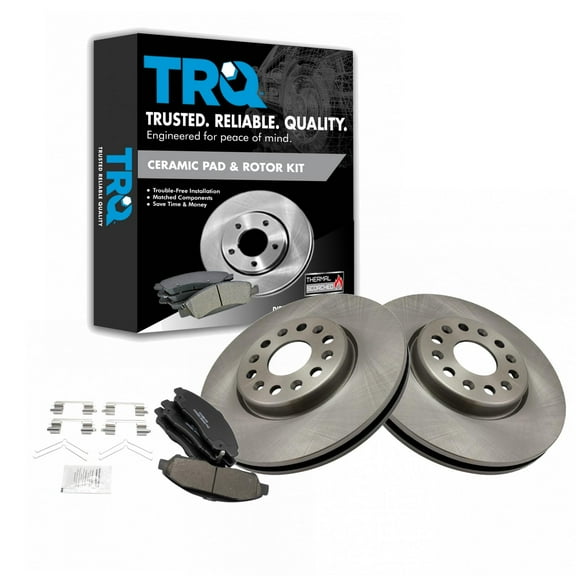 TRQ Front Brake Pad & Rotor Kit Brake Pads Brake Rotor Ceramic Fits Select 2018-2020 Buick Enclave 2019-2020 Chevrolet Blazer Traverse 2017-2020 GMC Acadia