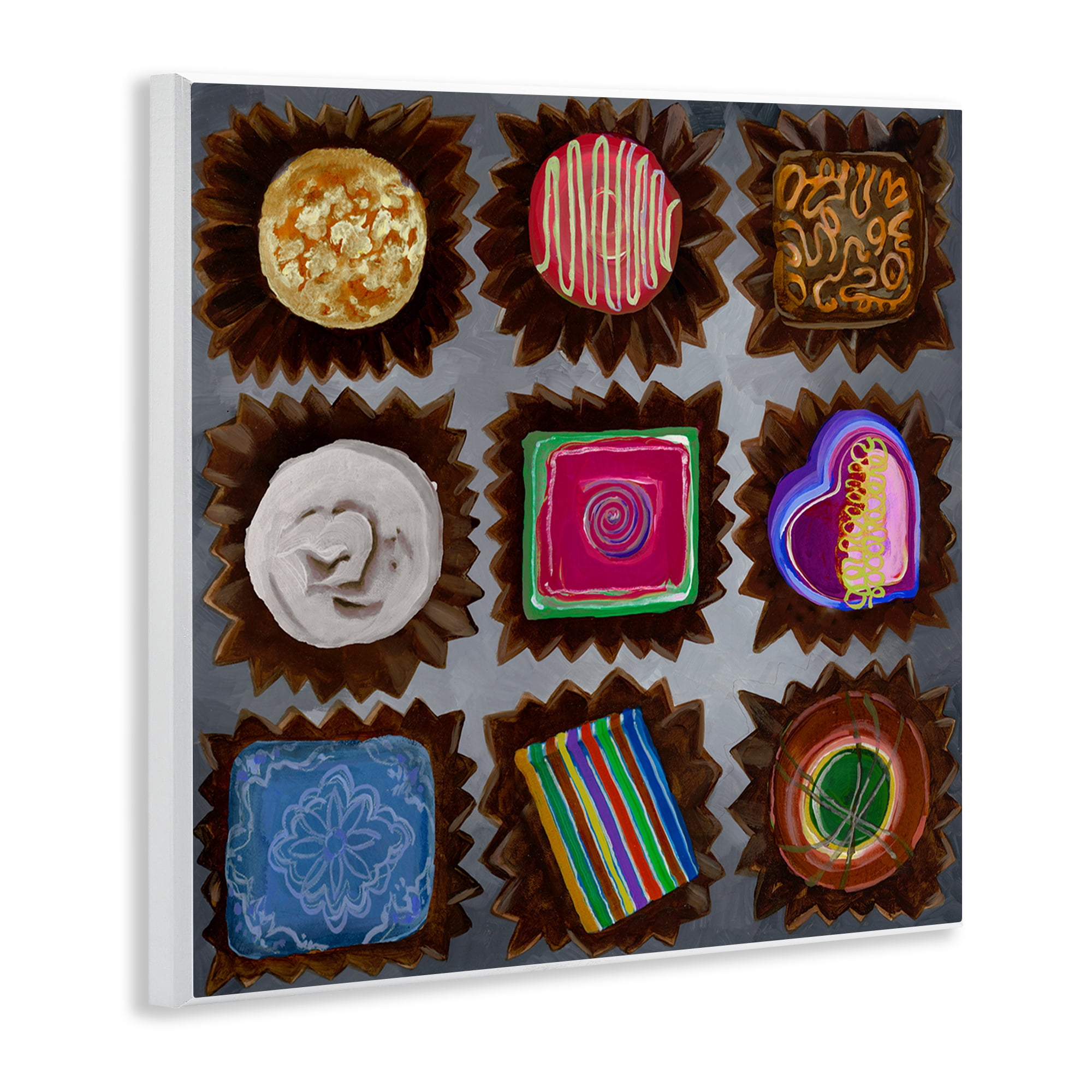 Stupell Industries Mixed Chocolate Pieces Food & Beverage Painting Unframed Art Print Wall Art, 12 x 12