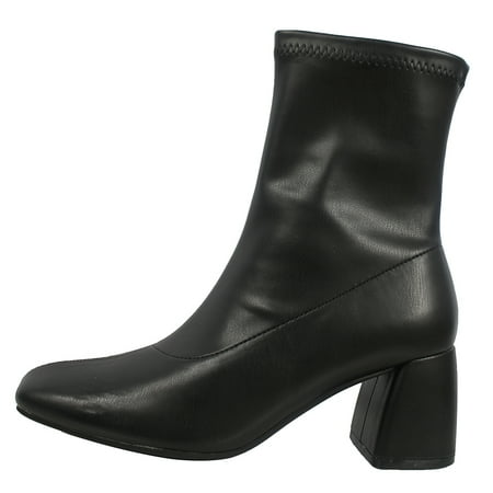 

Delicious Women s Square Toe Flare Block Heel Soft Stretch Ankle Boot Black 10 M US