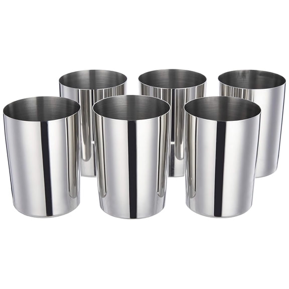 LEROYAL Stainless steel Water/Juice Glasses Pack of 6 , 300 ML Capacity