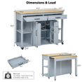 thumbnail image 2 of Harper & Bright Designs Kitchen Island with Extendable Dining Table, Kitchen Storage Cart with Drawers and Internal Storage Rack, Rolling Kitchen Island with Power Outlet, Grey+Blue, 2 of 17