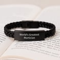 thumbnail image 3 of Funny Mortician Gift Ideas, Gifts for Mortician Men, Interlaced Leather Bracelets, 'World's Greatest Mortician' Quote, Christmas Unique Gifts from Friends, 3 of 6