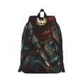thumbnail image 2 of Naloa Vibrant Skull Soldier Canvas Backpack for Men Women Rucksack Casual Travel Daypack College Tote Satchel Bookbag for Teens-Medium, 2 of 7