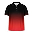 thumbnail image 3 of Black Polo Shirts for Men Slim Fit Short Sleeve Gradient Fitted Collared Polo Shirt Athletic Fit Summer Casual Polo Shirts,Red,XXL, 3 of 5