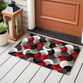 thumbnail image 4 of Red Grey Abstract Entryway Rug 2'x3'&nbsp; Non Slip Front Door Mats, Modern Geometric Ombre Artwork Entrance Rugs Indoor Outdoor Carpet, Washable Floor Mats Small Area Rug for Bedroom Kitchen, 4 of 8