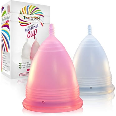 Talisi Menstrual Cups Set of 2 Period Cup Reusable Small Large Sizes Silicone Soft Cups Regular and Heavy Flow Feminine Hygiene Products Tampon and Pad Alternative Protection Copa Menstrual Organic