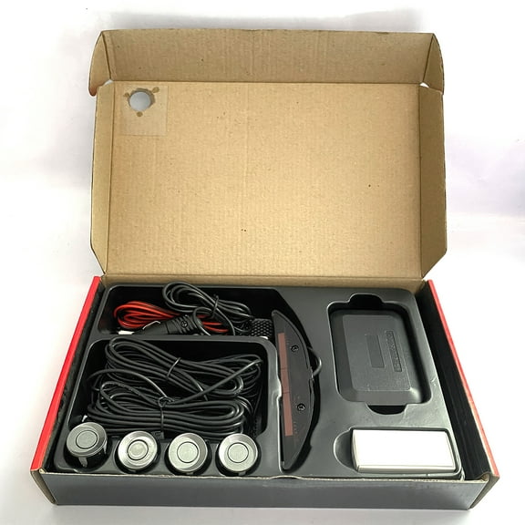 Leadwolf Car Parking Aid Sensor, Vehicle Reversing Parking Radar System with 4 Sensors Alarm Buzzer Reminder & Distance Detection for Safe Driving(foam No. 2 express bag) Gray
