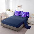 thumbnail image 3 of jejeloiu Neon Floral Sea Turtle 7-Piece Twin Bedding For Girls,Underwater Garden Flowers Bedding Comforter Set,Purple Pink,Navy Blue Reversible, 3 of 7