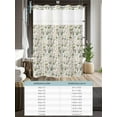 thumbnail image 6 of No Hook Shower Curtain with Snap in Liner,Farm Wildflower Herb Butterfly Waterproof Bath Curtain Double Layers with See Through Top Window,Abstract Floral Leaves Hotel Shower Curtains 72x72in, 6 of 9