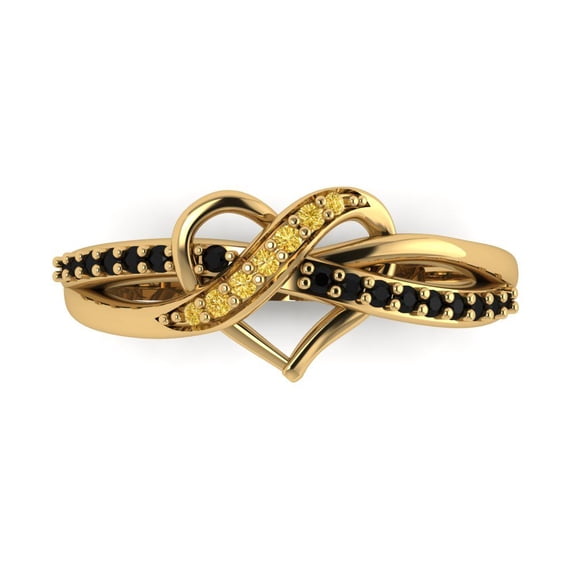 Solitaire with Accents Engagement Ring for Women - 0.22ct Simulated Yellow Diamond in 18K Yellow Gold Promise Ring