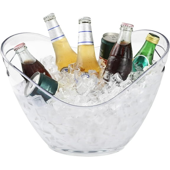 Extra Large 8L Party Beverage Bucket, Acrylic Ice Bucket for Cocktail Bar, Cooler for Champagne, Red Wine or Beer, Food Grade, Suitable for Home Parties, Bars and Outdoor