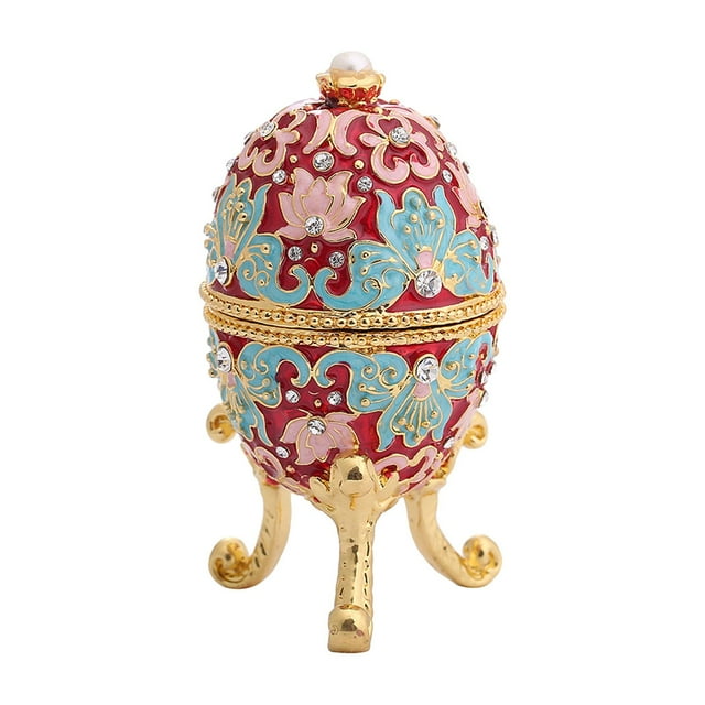 Esquirla Boîte à Bibelots Œuf Commode Boîte à Bijoux Œuf de Pâques Boîte à Bijoux Émaillée Magnifique Rouge