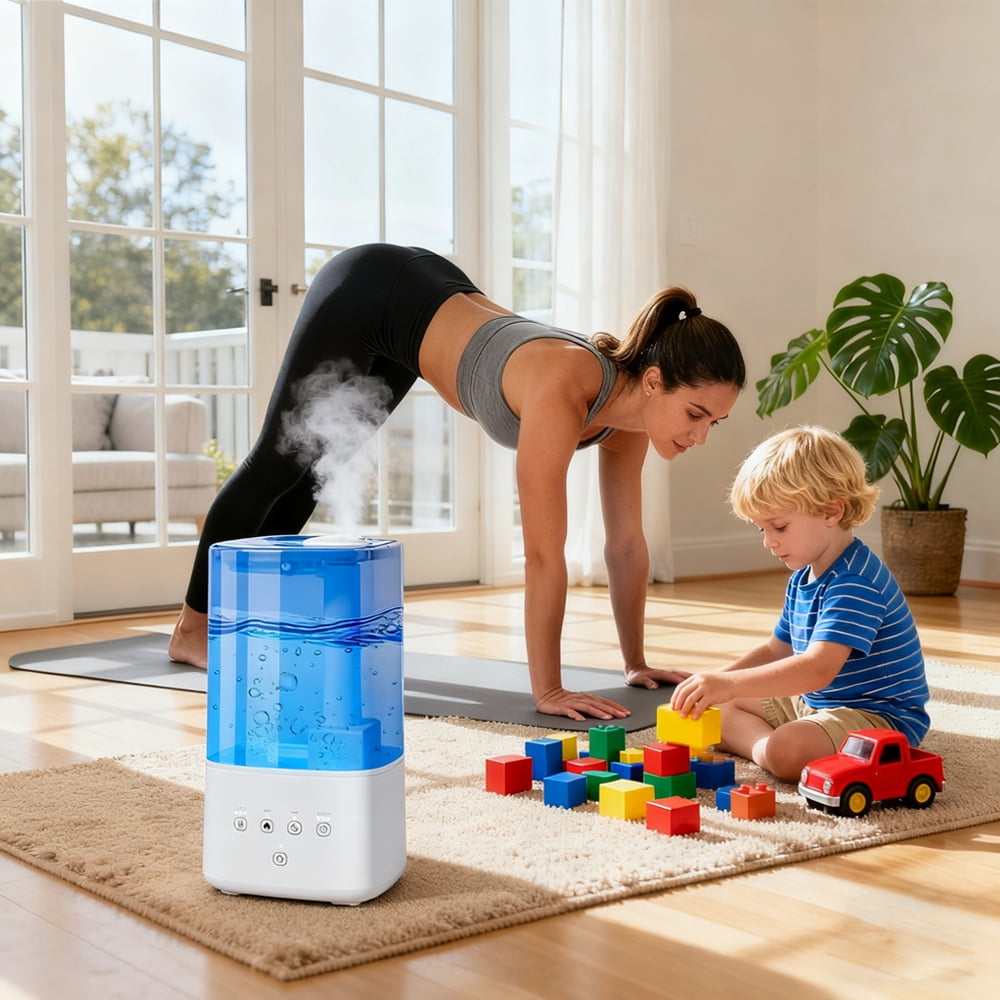 6L Warm & Cool Mist Humidifiers for Bedroom, Top Fill Air Humidifier, 60H Runtime, 28dB Quiet Operation, Automatic Shut-off Switch, 12H Timer, for Home, Office