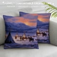 thumbnail image 3 of Chilfamy Teepees Mountains Snow Fashion Style Dirt-Resistant Throw Pillow Covers for Couch Sofa Bed Living Room Bedroom Short Plush Winter Pillowcase 1PC 18x18in, 3 of 5