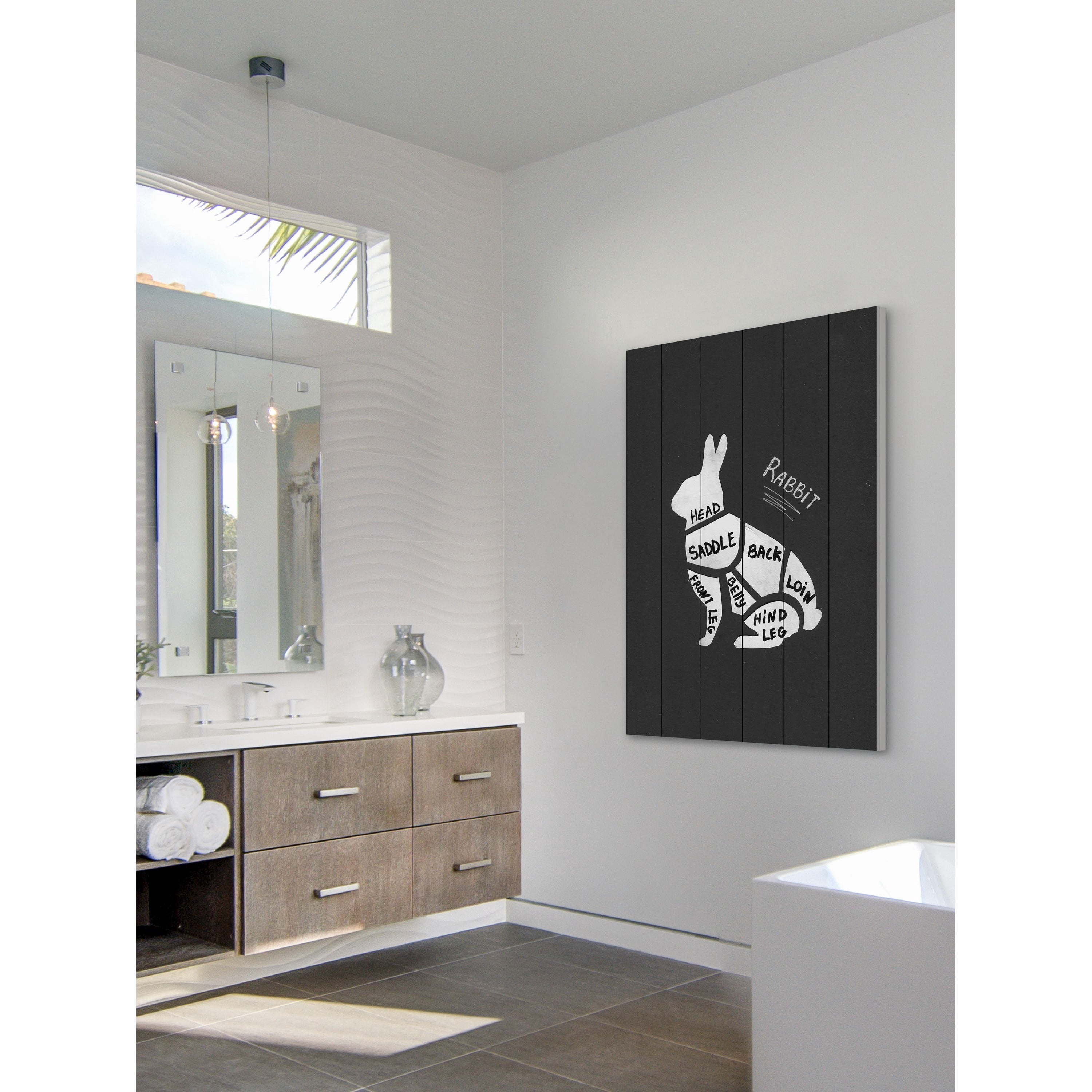 "Rabbit Formation" Painting Print on White Wood