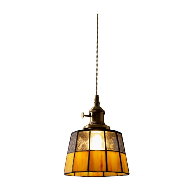 Lámpara colgante de vitral, lámpara colgante estética para decoración del hogar, lámpara colgante vintage para patrón de piedra amarilla