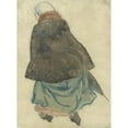 thumbnail image 3 of Leo Gestel 14x18 Black Modern Framed Museum Art Print Titled - Running Woman with Cape and Umbrella, Seen on the Back (1891), 3 of 5