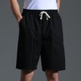thumbnail image 1 of SDNall Mens Solid Fashion Casual Cotton Drawstring Elastic Waist Half Shorts Pants, 1 of 9