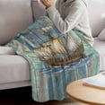 thumbnail image 3 of Vintage Sailboat Blanket Soft Cozy Warm Throw Blanket for Couch, Plush Fuzzy Flannel Fleece Blankets for Sofa, Blue Ocean Seaports Anchors Farmhouse Wood Bed Blankets Gifts for Men, 40"x60", 3 of 9
