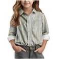 thumbnail image 1 of Chemise à Manches Longues Boutonnée pour Enfants, Col Rabattu, 95 % Coton 5 % Élasthanne, Tissu Doux et Respirant, Bleu, Taille 110 cm, 1 of 5