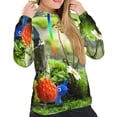 thumbnail image 5 of Lsque Pikmin Pattern Casual Women's Hoodie,Hooded Sweatshirt with Kangaroo Pocket,Pullover Hoodie with Eye-catching Drawstrings-Medium, 5 of 8