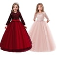 thumbnail image 2 of Elegante vestido de encaje de princesa para niños, vestidos bordados de flores para niñas, vestidos Vintage para niños, vestido de baile rojo para fiesta de navidad, 2 of 5