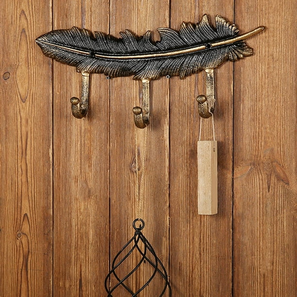 Feather Shaped Coat Hook Clothes Hanger Decorative Vintage Style Rack Wall  Mount