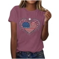 thumbnail image 2 of Xdegoge 4th of July Ornate Flag Heart Graphic T Shirt for Women Short Sleeve Crewneck Patriotic USA Stars and Stripes Summer Casual Loose Graphic Tees Tops, 2 of 6