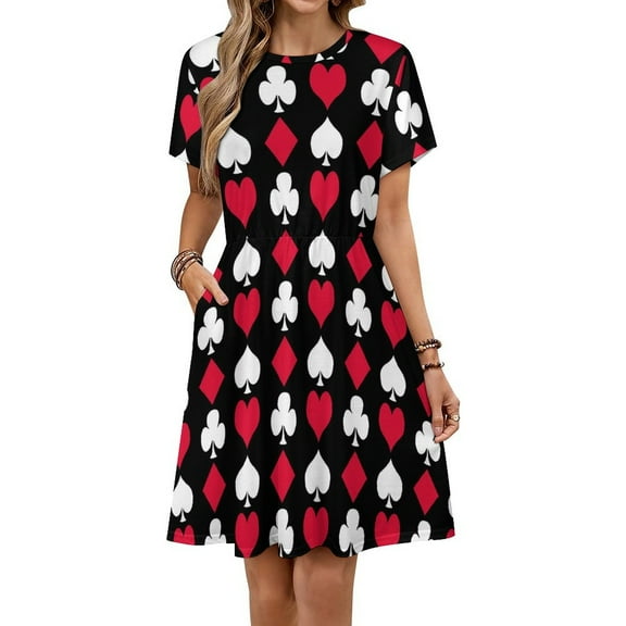 Playing Card Suits Inverted Women's Dress Short Sleeve Summer Sundress Summer Women Clothes