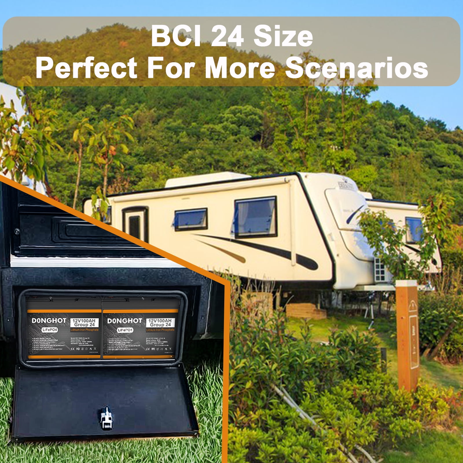 12V 100AH LiFePo4 lithium Deep Cycle Battery with 100A BMS for Trolling Motor,RV,Golf Cart