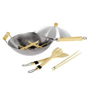 14" 7-piece Carbon Steel Wok Set