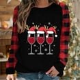 thumbnail image 2 of Byworldtasic Womens Top Women's Christmas Graphic Printed Raglan Plaid Long Sleeve Casual Pullover Tunic Tops, 2 of 4