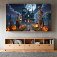thumbnail image 4 of Spooky Scene Halloween Banner Gothic Theme Pumpkin Lantern Skeleton Design Cemetery Setting for Halloween Party Event Decor, 4 of 5