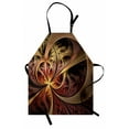 thumbnail image 1 of Fractal Apron Gothic Stylized Artful Swirling Curly Lines Creative Medieval Inspired Display, Unisex Kitchen Bib Apron with Adjustable Neck for Cooking Baking Gardening, Golden Pink, by Ambesonne, 1 of 3