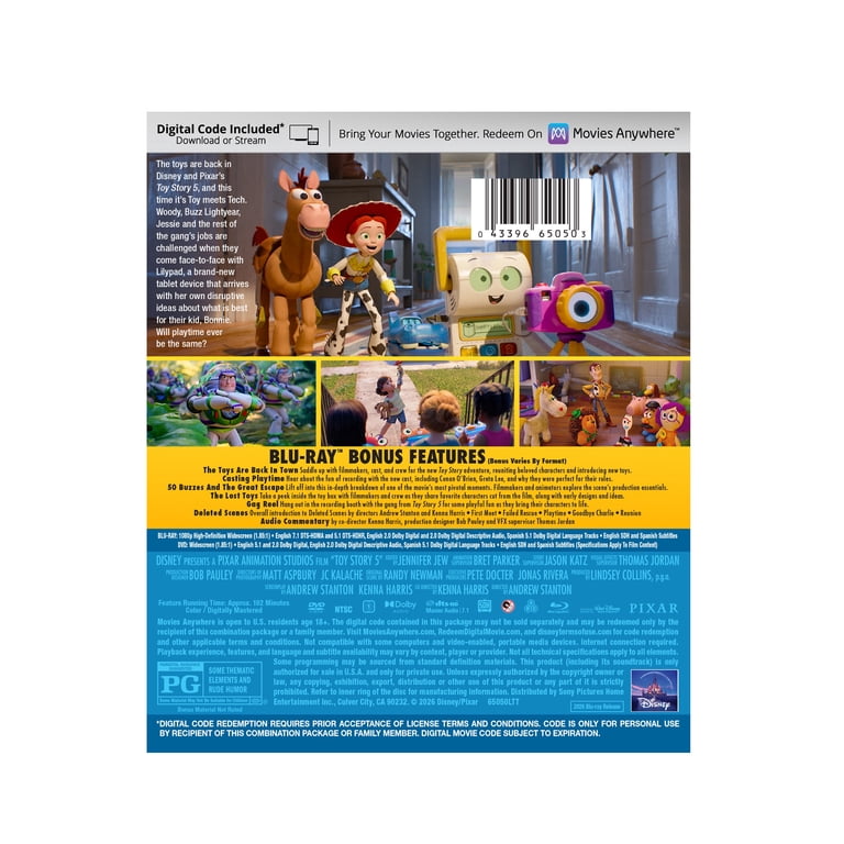 Disney, Toy Story 5 Blu-ray DVD Combo Digital, Adventure Comedy
