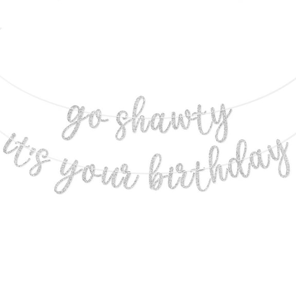 Qttier  Go Shawty It's Your Birthday Banner, Hip Hop Birthday Party Decorations Supplies, Rap Theme Bday Bunting Sign, Pre-strung, Silver