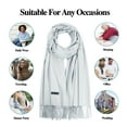 thumbnail image 6 of EASE LEAP Pashmina Scarfs for Women Silky Shawls and Wraps for Evening Dresses Soft Large Scarves Wedding Warm Stylish Solid Color, Light Gray, 6 of 7