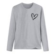thumbnail image 4 of Besolor T-Shirts de la Saint-Valentin pour Femmes Imprimé Cœur Col Rond Manches Longues Tunique Décontractée Blouse Tee, 4 of 4